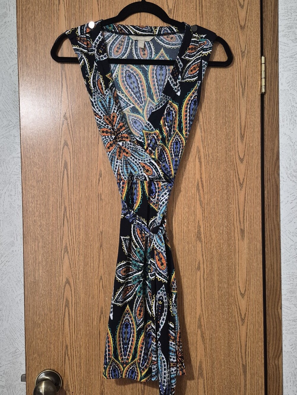 Banana Republic Blue Paisley Wrap Dress with Multicolor Print Size XS